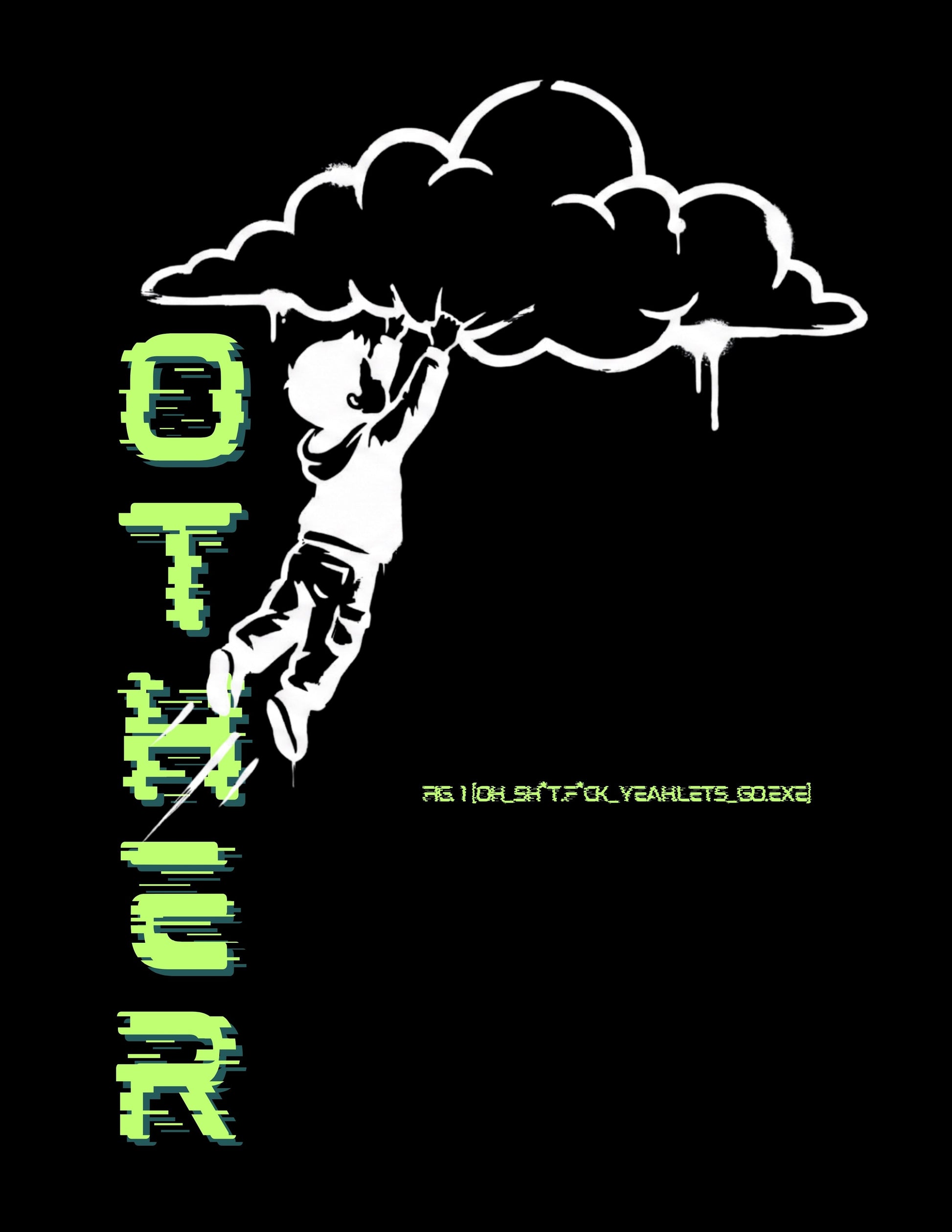 Black heavyweight t-shirt with Cloud Hanger back print graphic.