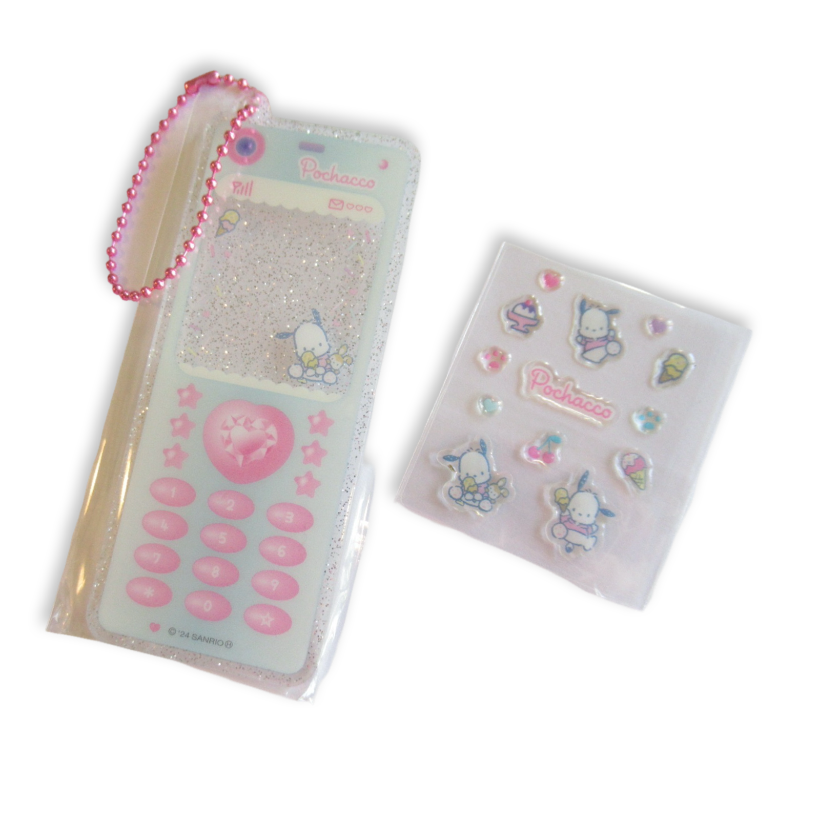 Sanrio "Gal's Mobile" Flip Phone Keychain - Glitter Blind Bag Collectible