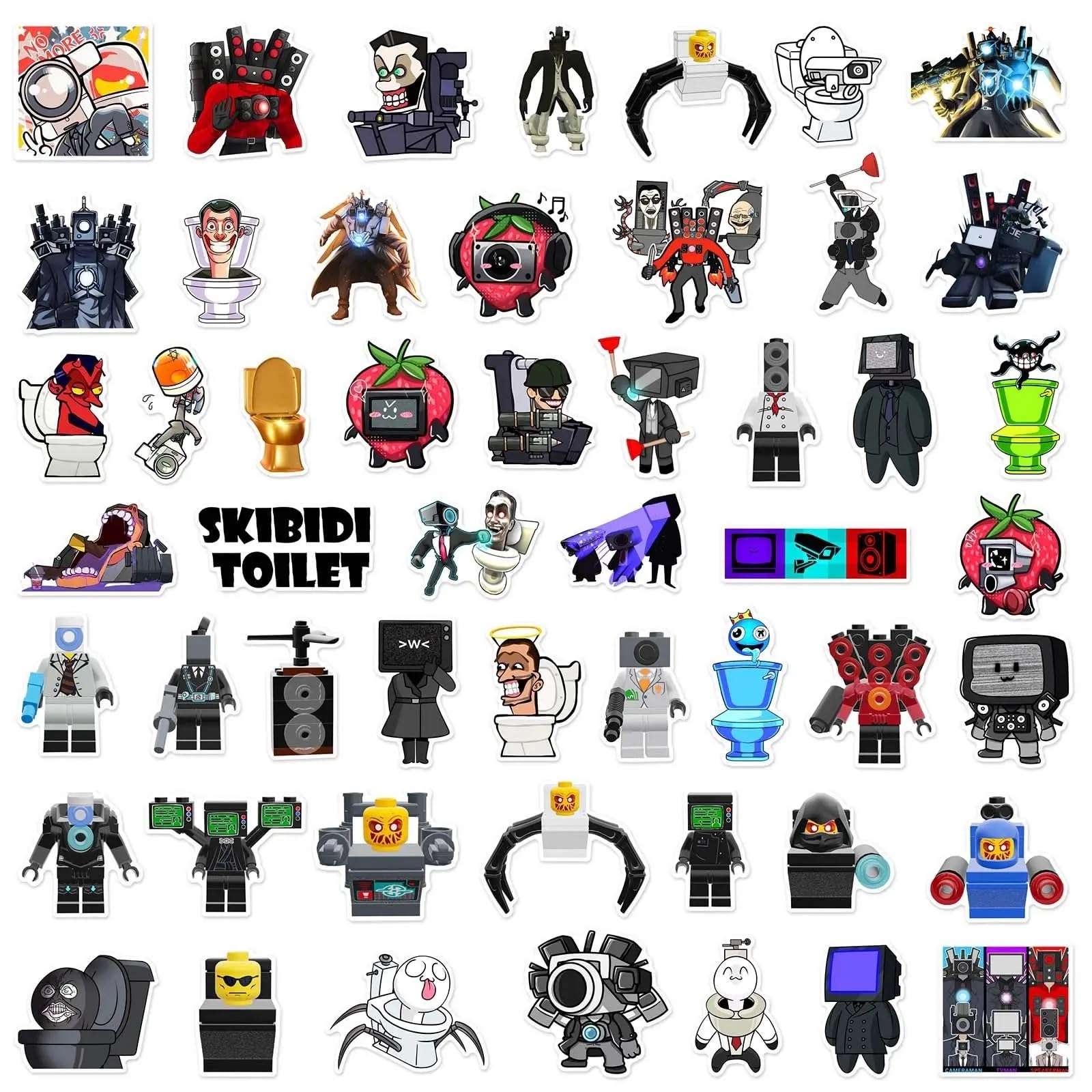 Skibidi Toilet Waterproof Sticker Pack - 50pc Viral Meme Vinyl Set