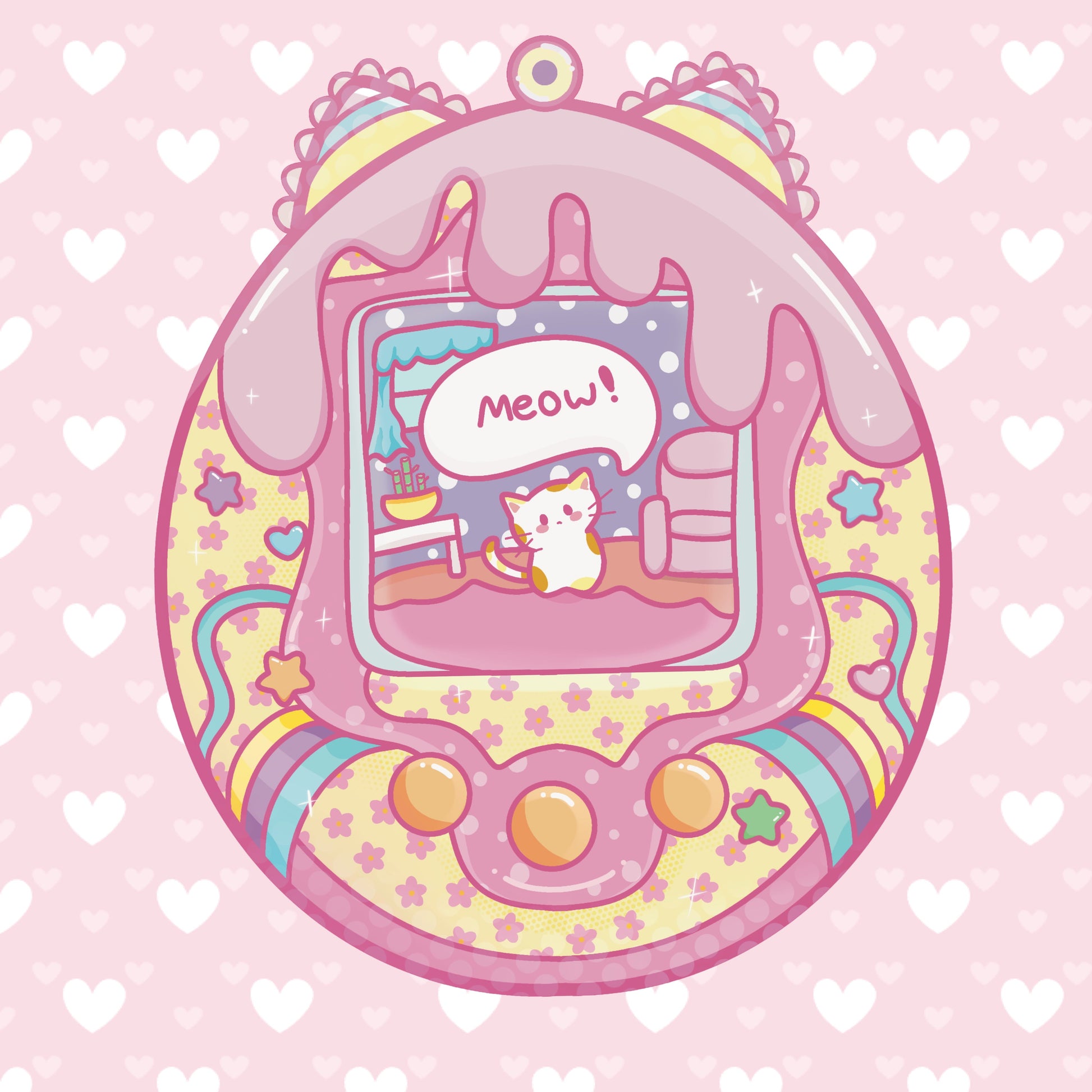 Meowmagotchi Kawaii 3D Acrylic Keychain
