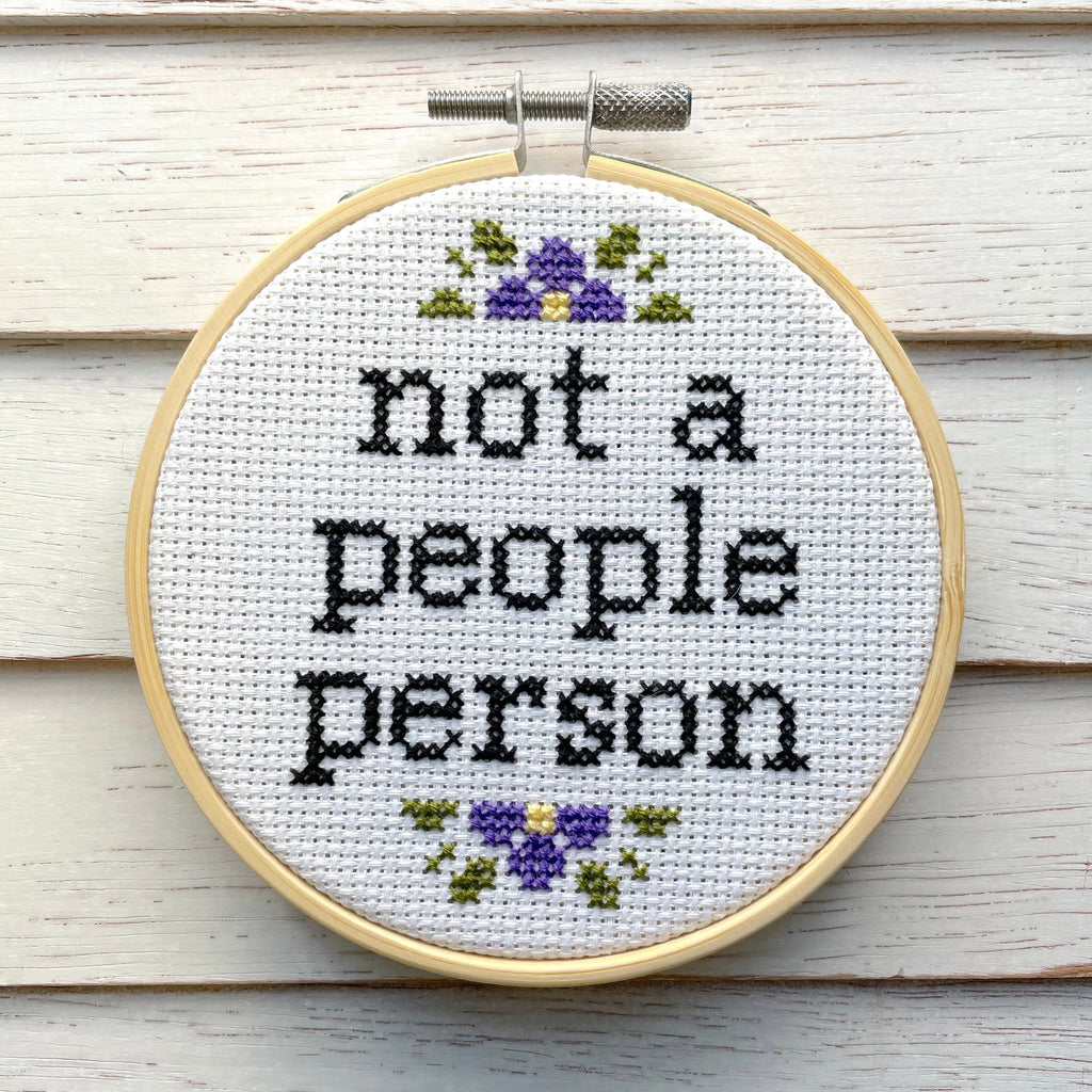 "Not a People Person" Cross Stitch Kit - Floral + Foul Series DIY