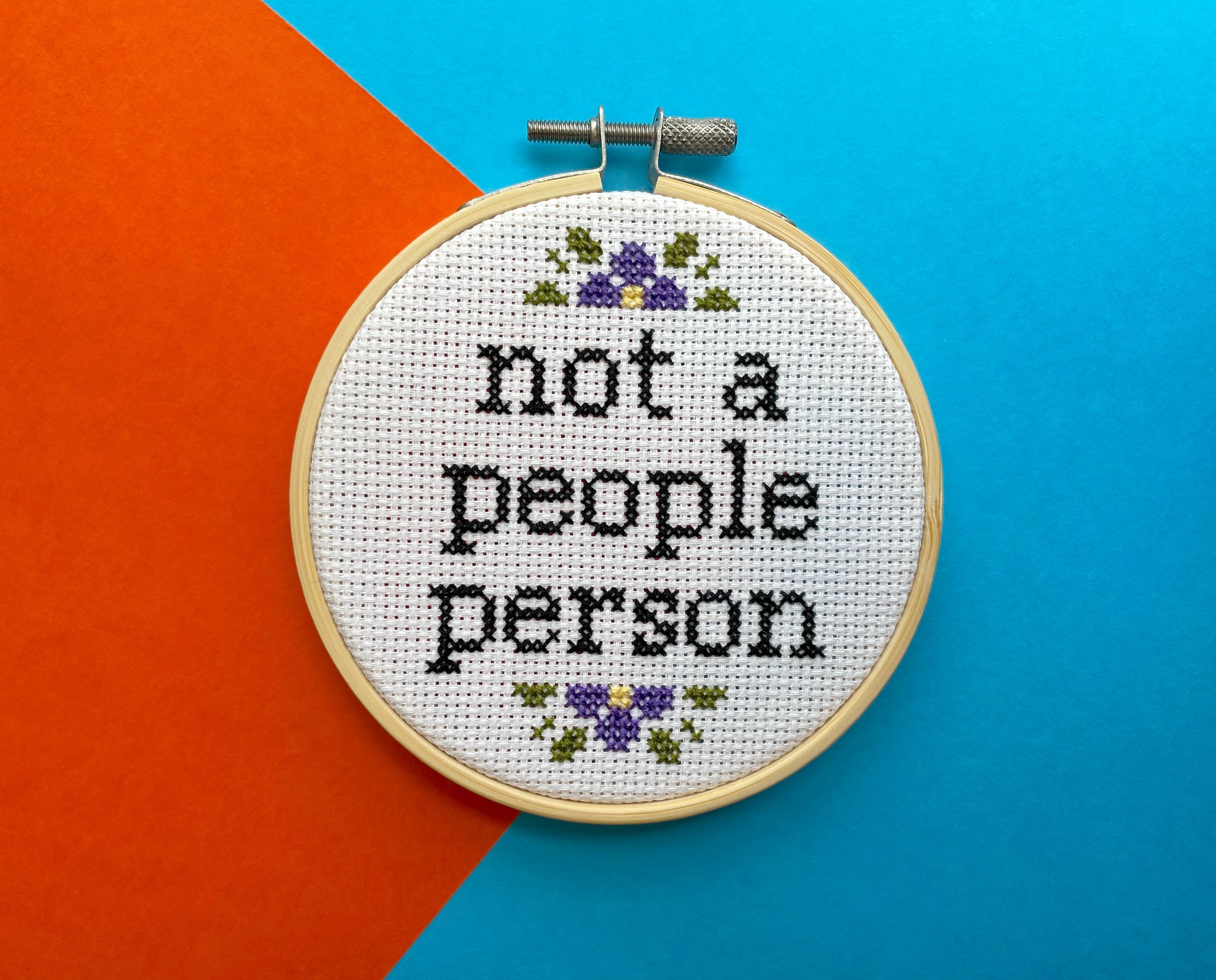 "Not a People Person" Cross Stitch Kit - Floral + Foul Series DIY