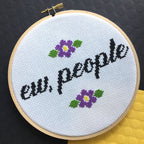 "Ew, People" Counted Cross Stitch Kit - Floral + Foul Series DIY