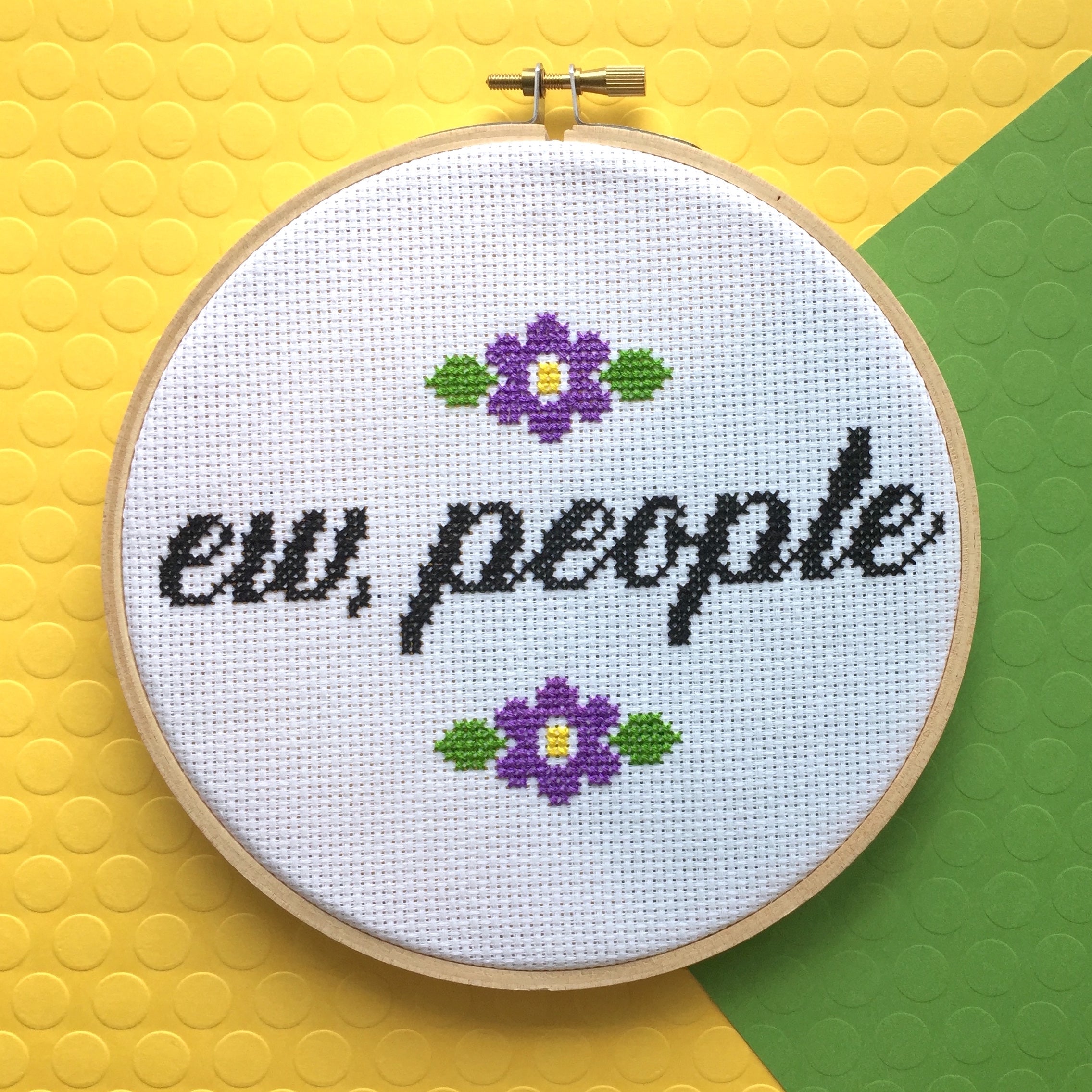 "Ew, People" Counted Cross Stitch Kit - Floral + Foul Series DIY