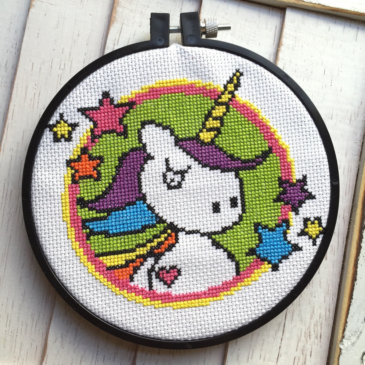 "Badass Unicorn" Counted Cross Stitch Kit - RagTagBox Archive DIY