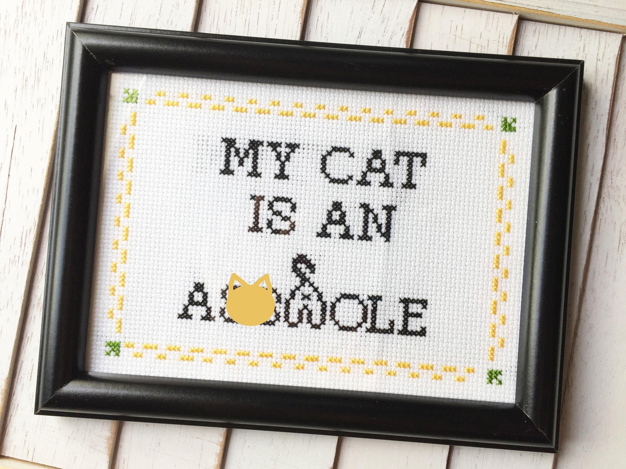 "My Cat Is An A**hole" Cross Stitch Kit - Funny Pet Lover DIY