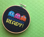 "READY!" Arcade Game Cross Stitch Kit - Retro Gaming DIY