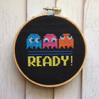 "READY!" Arcade Game Cross Stitch Kit - Retro Gaming DIY