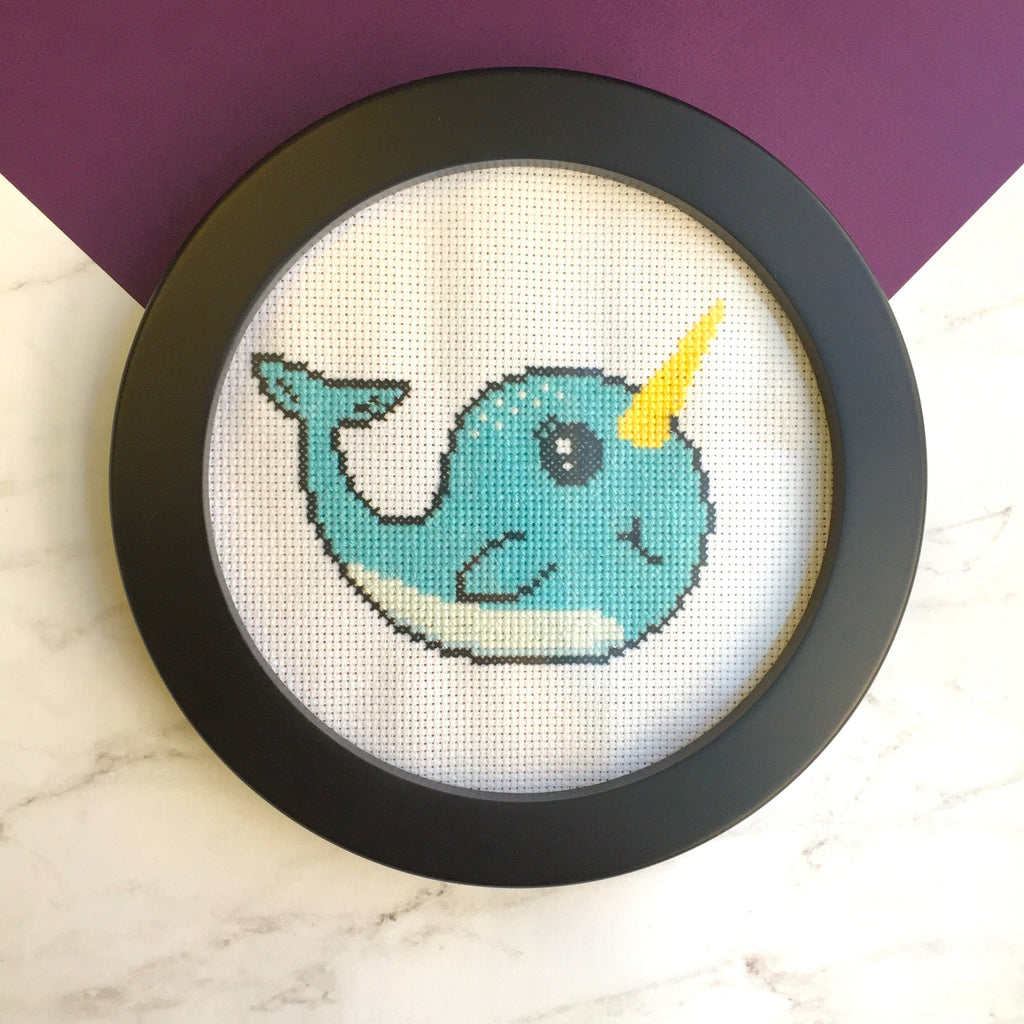 Narwhal Counted Cross Stitch Kit - DIY Intermediate Craft