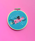 "Rocket Kitty" Counted Cross Stitch Kit - Miss Fluff Retro Art DIY