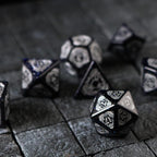 Mage Fury Blue Sandstone Silver Font Gemstone DND Dice Set
