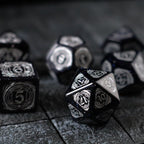 Mage Fury Blue Sandstone Silver Font Gemstone DND Dice Set