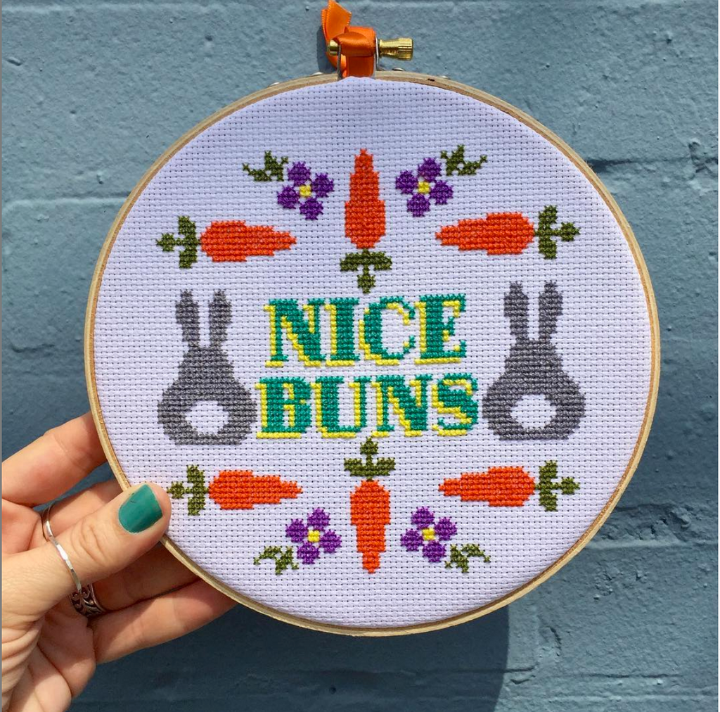 "Nice Buns" Counted Cross Stitch Kit - Funny Animal Pun DIY