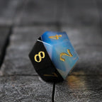 Synthetic Gemstone Two Tone White/Black Hand Carved DND Dice Set