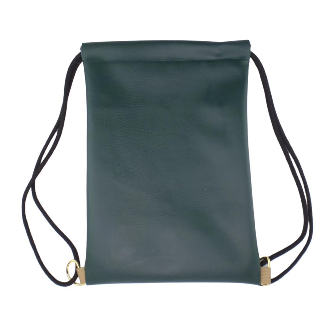 Green Phoenix Faux Leather Drawstring Bag