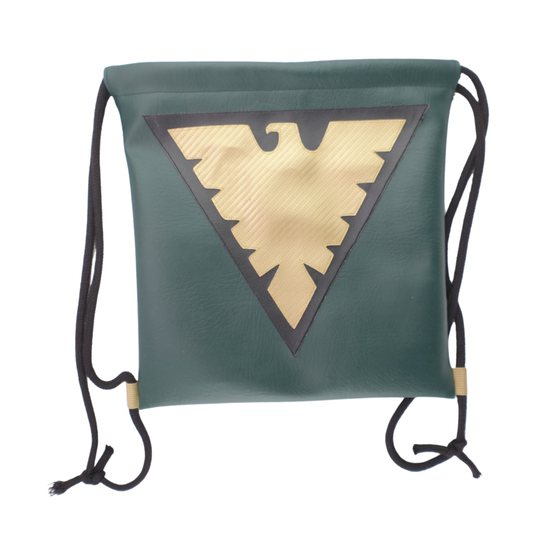 Green Phoenix Faux Leather Drawstring Bag