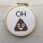"Oh Poop!" Emoji Cross Stitch Kit - Beginner DIY Craft