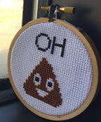 "Oh Poop!" Emoji Cross Stitch Kit - Beginner DIY Craft