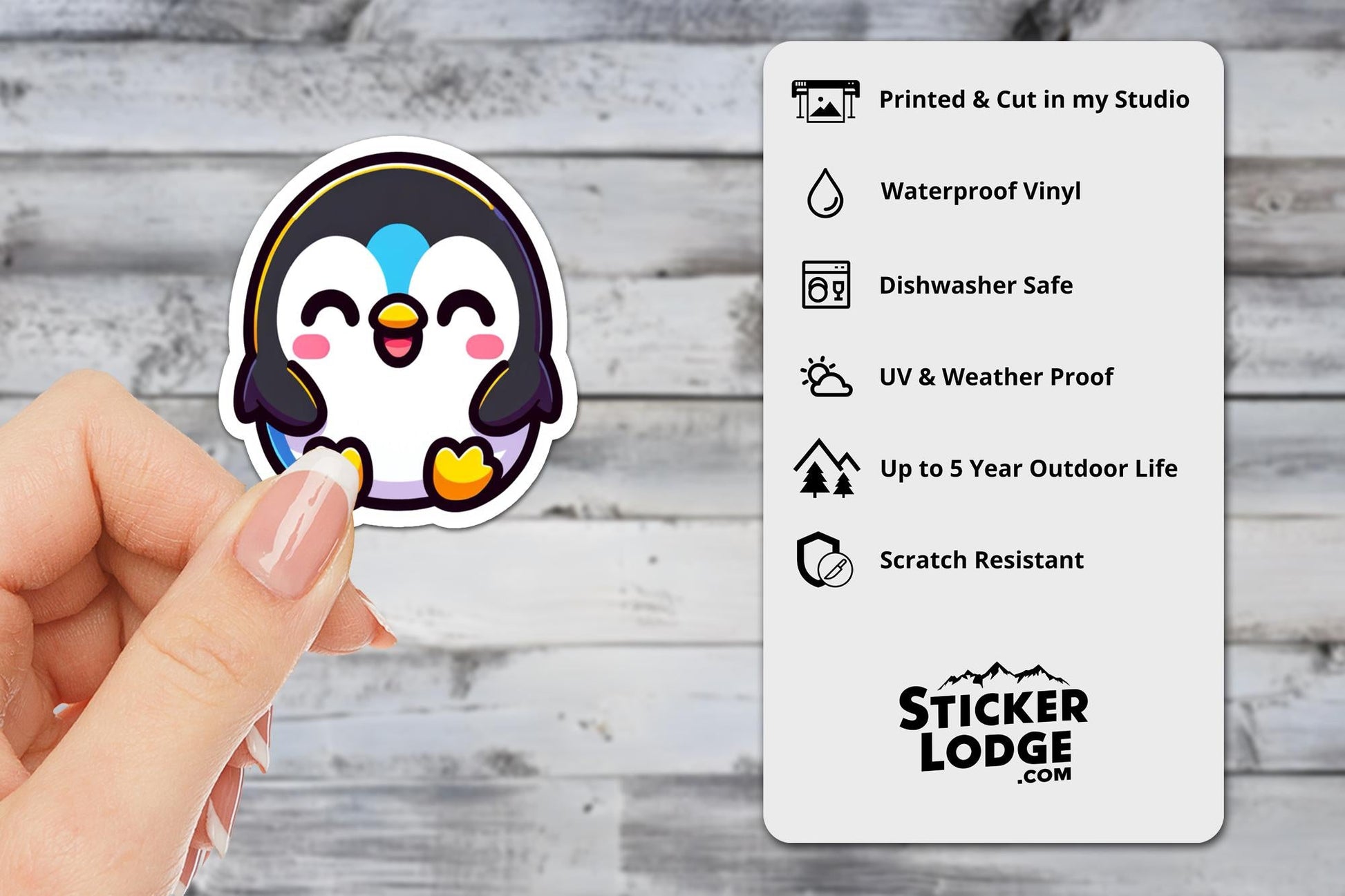 Cheerful Kawaii Penguin Vinyl Sticker