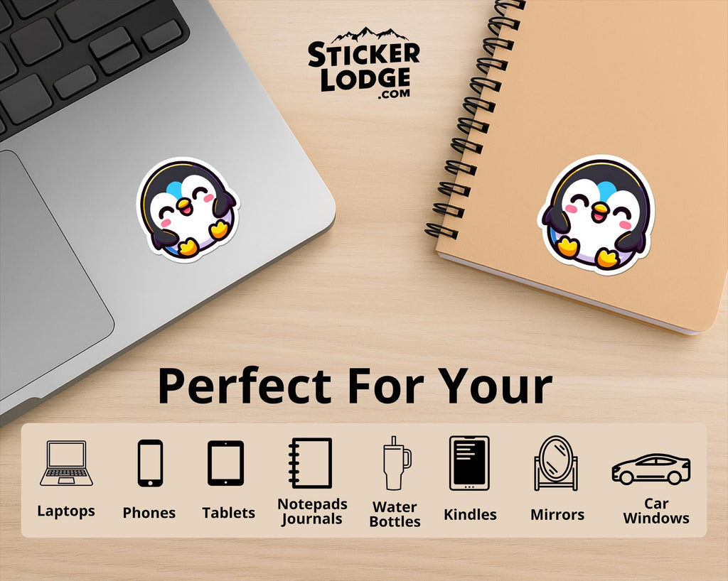 Cheerful Kawaii Penguin Vinyl Sticker