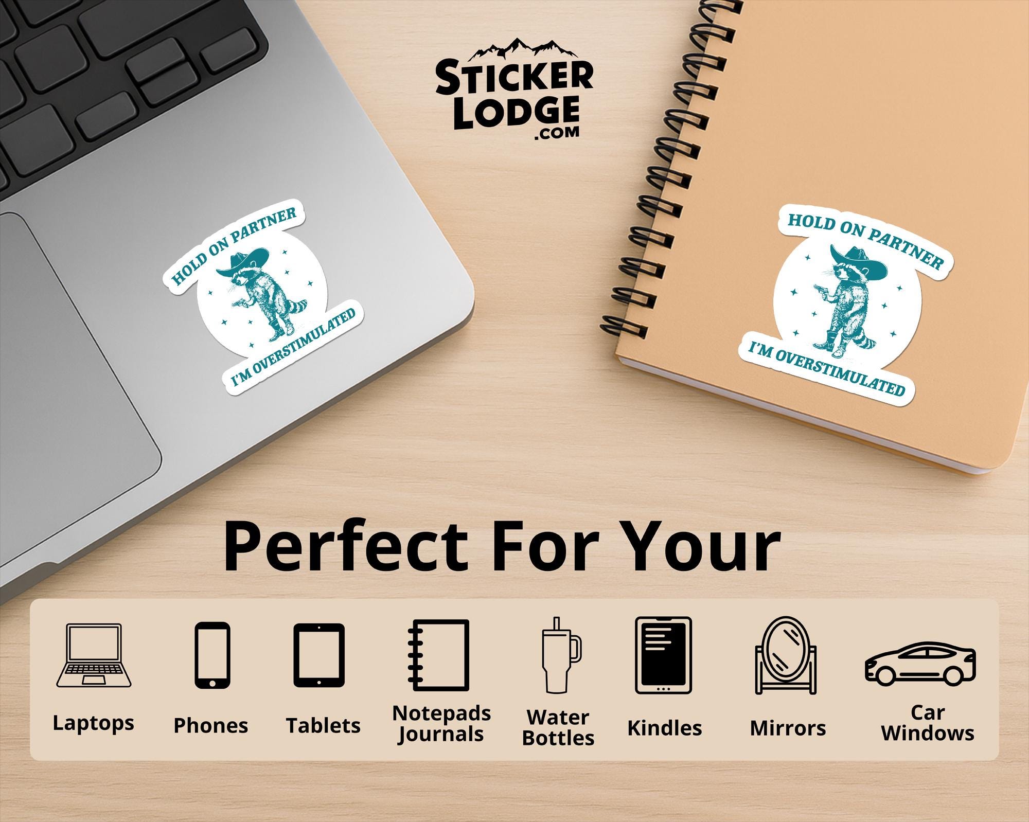 Hold On Partner I'm Overstimulated Vinyl Sticker