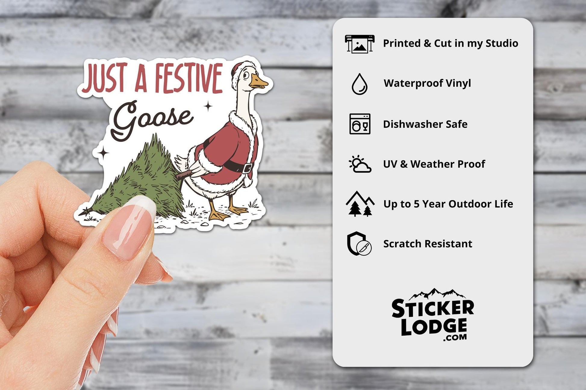 Just a Festive Goose Vinyl Sticker