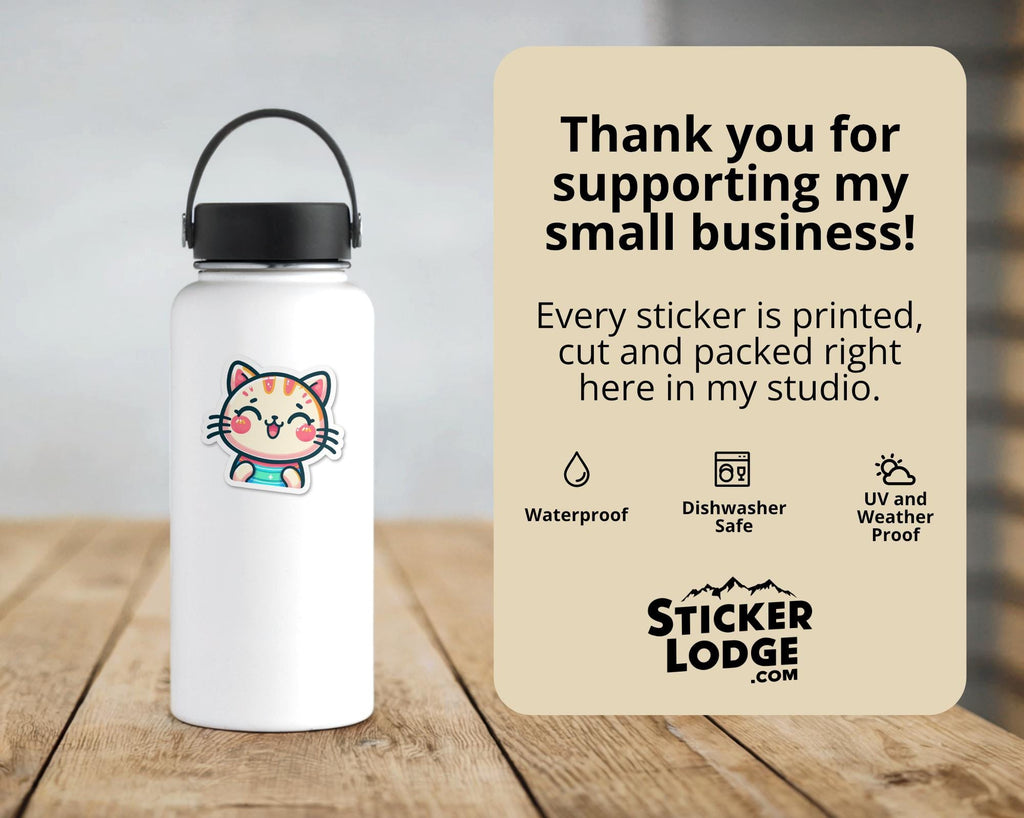 Happy Cat Kawaii Vinyl Sticker