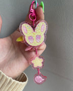 Sad Buns "Kinda Wanna Die" Pink Keychain - 3-Tier Glitter Acrylic