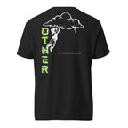 Black heavyweight t-shirt with Cloud Hanger back print graphic.
