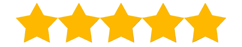 Five yellow stars on a transparent background